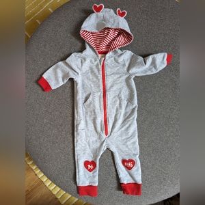 Valentine's Hooded Romper Gender Neutral 6-9 months